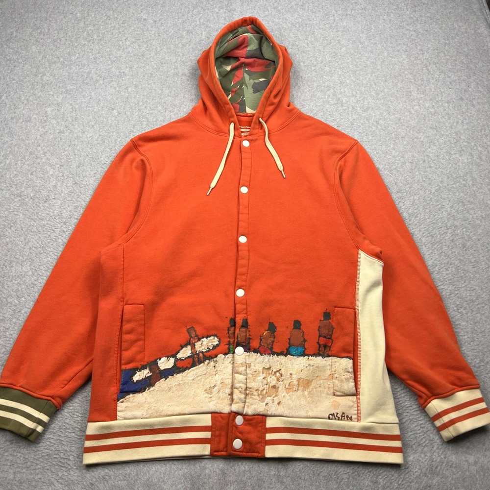 Nigel Cabourn x Vans Vault Hoodie Mens Large Orange Snap Up Surfer Beach Jacket‎